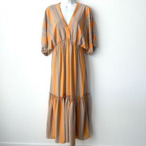 Taylor Orange Striped Midi Dress